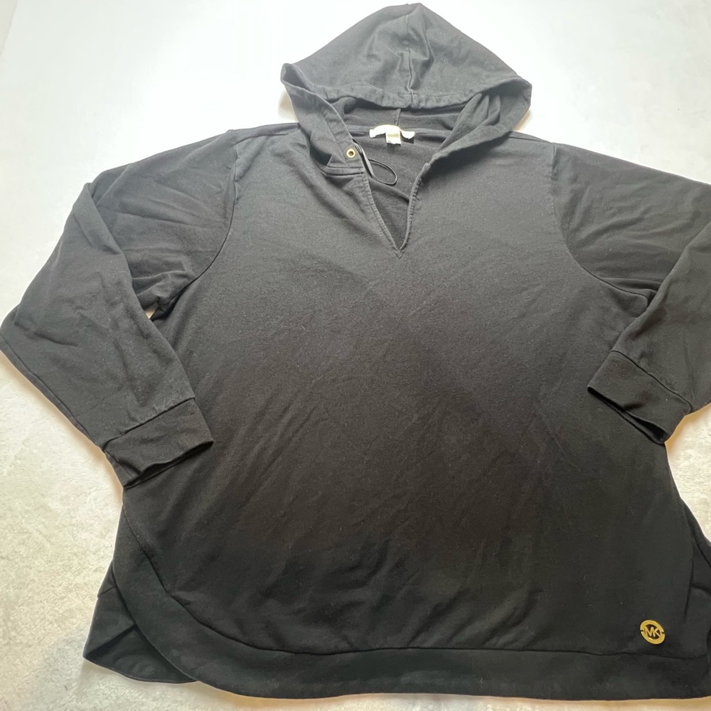 Michael Kors Sweatshirt Hoodie Womens Size 2X Black Gold Logo